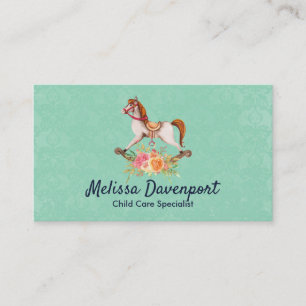 Rocking Horse met Floral Bouquet Visitekaartje
