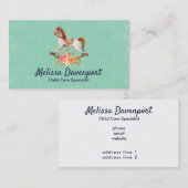  Rocking Horse met Floral Bouquet Visitekaartje (Voorkant / Achterkant)