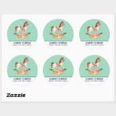  Rocking Horse met FloralS Birthday Bedankt Ronde Sticker (Vel)