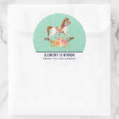  Rocking Horse met FloralS Birthday Bedankt Ronde Sticker (Tas)