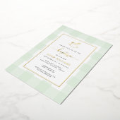 Rocking Horse Mint Gingham Baptism Folie Folie Uitnodiging (Gedraaid)