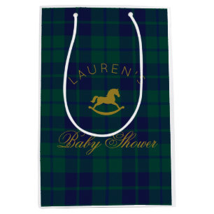  Rocking Horse Navy Plaid Baby shower Medium Cadeauzakje