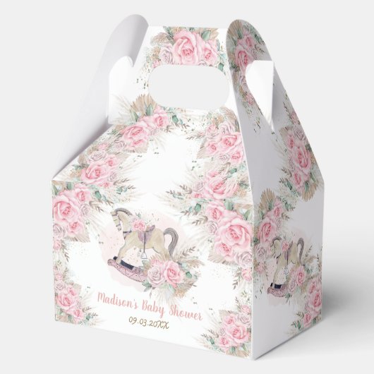  Rocking Horse Pampas Baby Roze Bloemen Bedankdoosjes (Voorkant)