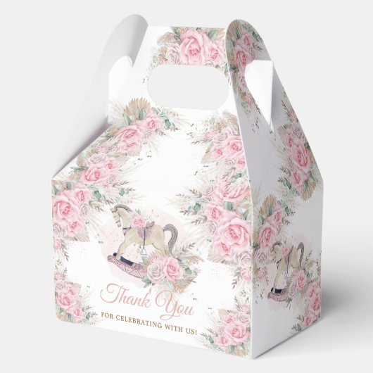  Rocking Horse Pampas Baby Roze Bloemen Bedankdoosjes (Achterkant)