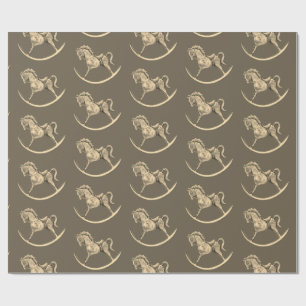  Rocking Horse Pattern Sepia Cadeaupapier