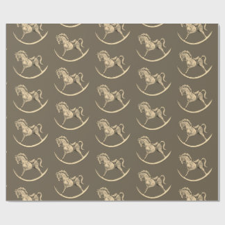  Rocking Horse Pattern Sepia Cadeaupapier