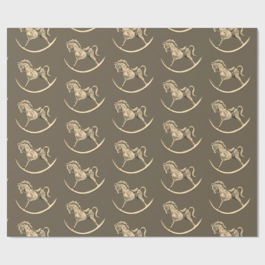 Rocking Horse Pattern Sepia Cadeaupapier (Vlak)