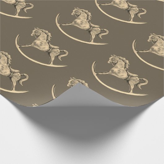 Rocking Horse Pattern Sepia Cadeaupapier (Hoek)