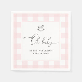 Rocking Horse Pink Gingham Oh Baby Paper Napkin Servet