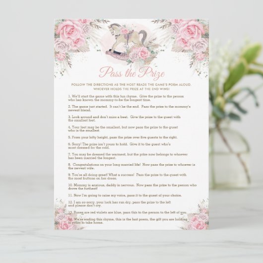 Rocking Horse Pink Pampas Baby Geef het prijzenspe Kaart (Staand voorkant)