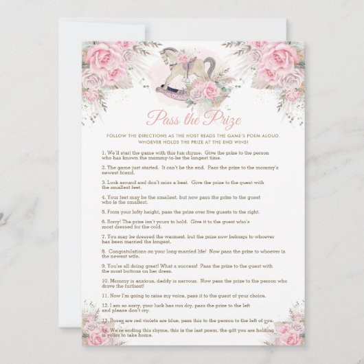 Rocking Horse Pink Pampas Baby Geef het prijzenspe Kaart (Voorkant)