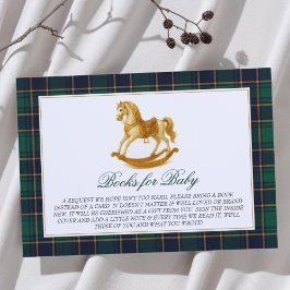 Rocking Horse Plaid Baby shower Boeken voor Baby Informatiekaartje