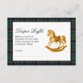 Rocking Horse Plaid Baby shower Luier Raffle Informatiekaartje (Voorkant)