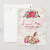Rocking Horse & Poinsettia Kerstfeest Briefkaart (Voorkant / Achterkant)