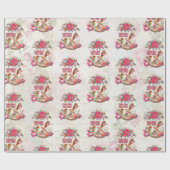 Rocking Horse & Poinsettia-patroon Cadeaupapier (Vlak)
