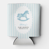 Rocking Horse Preppy Beer Blauw Baby shower Blikjeskoeler (Voorkant)