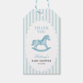 Rocking Horse Preppy Beer Blauw Baby shower Cadeaulabel