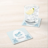 Rocking Horse Preppy Beer Blauw Baby shower Kartonnen Onderzetters (Insitu)