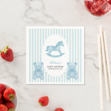 Rocking Horse Preppy Beer Blauw Baby shower