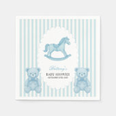 Rocking Horse Preppy Beer Blauw Baby shower Servet (Voorkant)