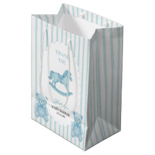 Rocking Horse Preppy Teddy Bear Blauw Baby shower Medium Cadeauzakje