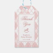 Rocking Horse Roze Argyle Dank u Cadeaulabel (Voorkant)