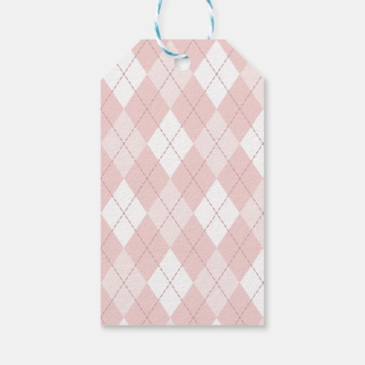 Rocking Horse  Roze Argyle Dank u Cadeaulabel (Achterkant)