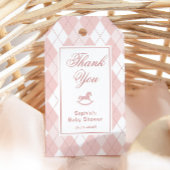 Rocking Horse  Roze Argyle Dank u Cadeaulabel