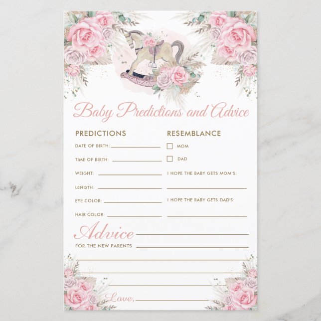 Rocking Horse Roze Pampas Baby Voorspellingen Advi (Voorkant)