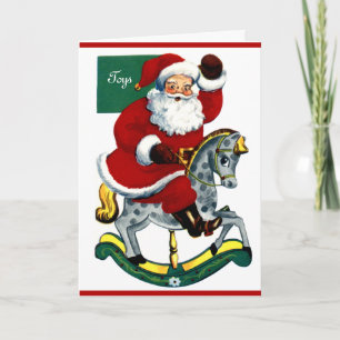 Rocking Horse Santa Feestdagen Kaart