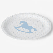 Rocking Horse Silhouette Baby shower Bord Blauw (Gekanteld)
