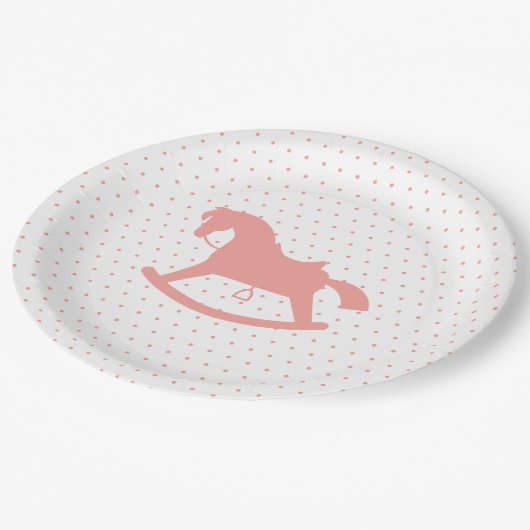 Rocking Horse Silhouette Baby shower Bord Roze (Gekanteld)