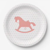 Rocking Horse Silhouette Baby shower Bord Roze (Voorkant)