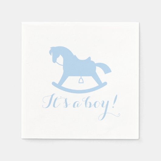 Rocking Horse Silhouette Baby shower Servetten Bla (Voorkant)
