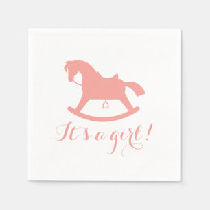 Rocking Horse Silhouette Baby shower Servetten Roz