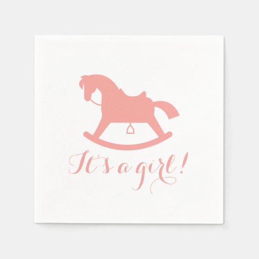 Rocking Horse Silhouette Baby shower Servetten Roz (Voorkant)