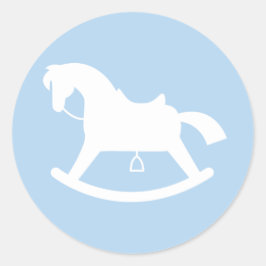 Rocking Horse Silhouette Baby shower Sticker Blauw