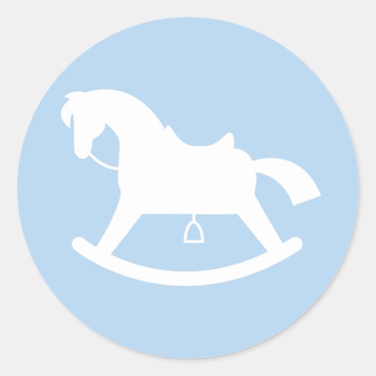 Rocking Horse Silhouette Baby shower Sticker Blauw (Voorkant)