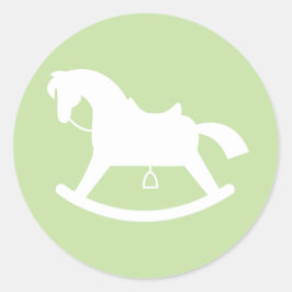 Rocking Horse Silhouette Baby shower Sticker Groen