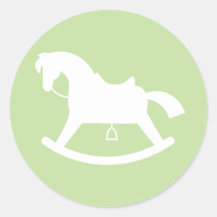 Rocking Horse Silhouette Baby shower Sticker Groen