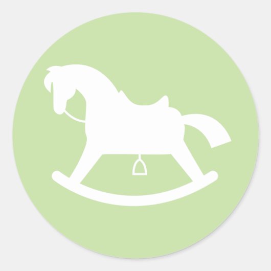 Rocking Horse Silhouette Baby shower Sticker Groen (Voorkant)