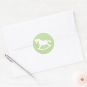 Rocking Horse Silhouette Baby shower Sticker Groen (Envelop)