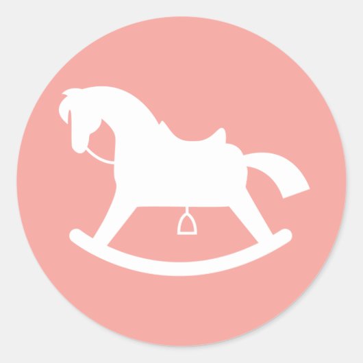 Rocking Horse Silhouette Baby shower Sticker Roze (Voorkant)