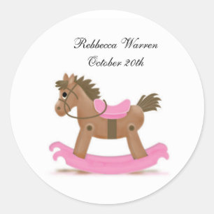 Rocking Horse Sticker in Roze