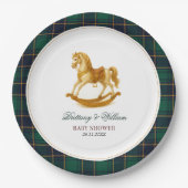 Rocking Horse Tartan Plaid Baby shower Papieren Bordje (Voorkant)