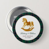 Rocking Horse Tartan Plaid Baby shower Ronde Button 7,6 Cm (Voorkant /achterkant)
