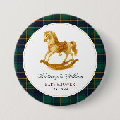 Rocking Horse Tartan Plaid Baby shower Ronde Button 7,6 Cm (Voorkant)