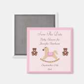 Rocking Horse & Teddies Save The Date Baby shower Magneet (Voorkant / Achterkant)