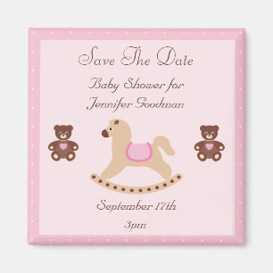 Rocking Horse & Teddies Save The Date Baby shower Magneet