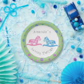 Rocking Horse Twins Baby shower Party Papieren Bordje (Feest)